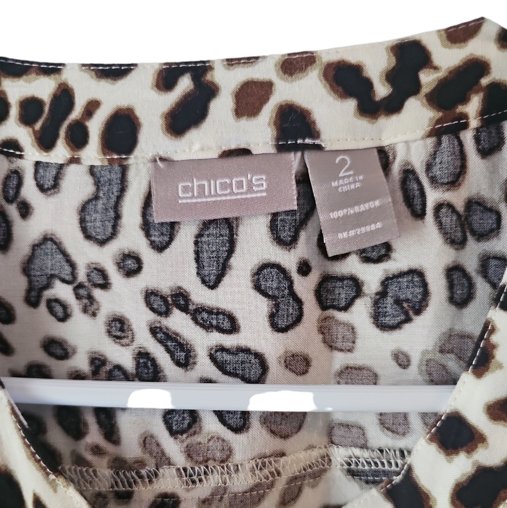 Chicos sz 2 leopard animal print rayon shirt dress with belt sz 12 - Picture 4 of 6